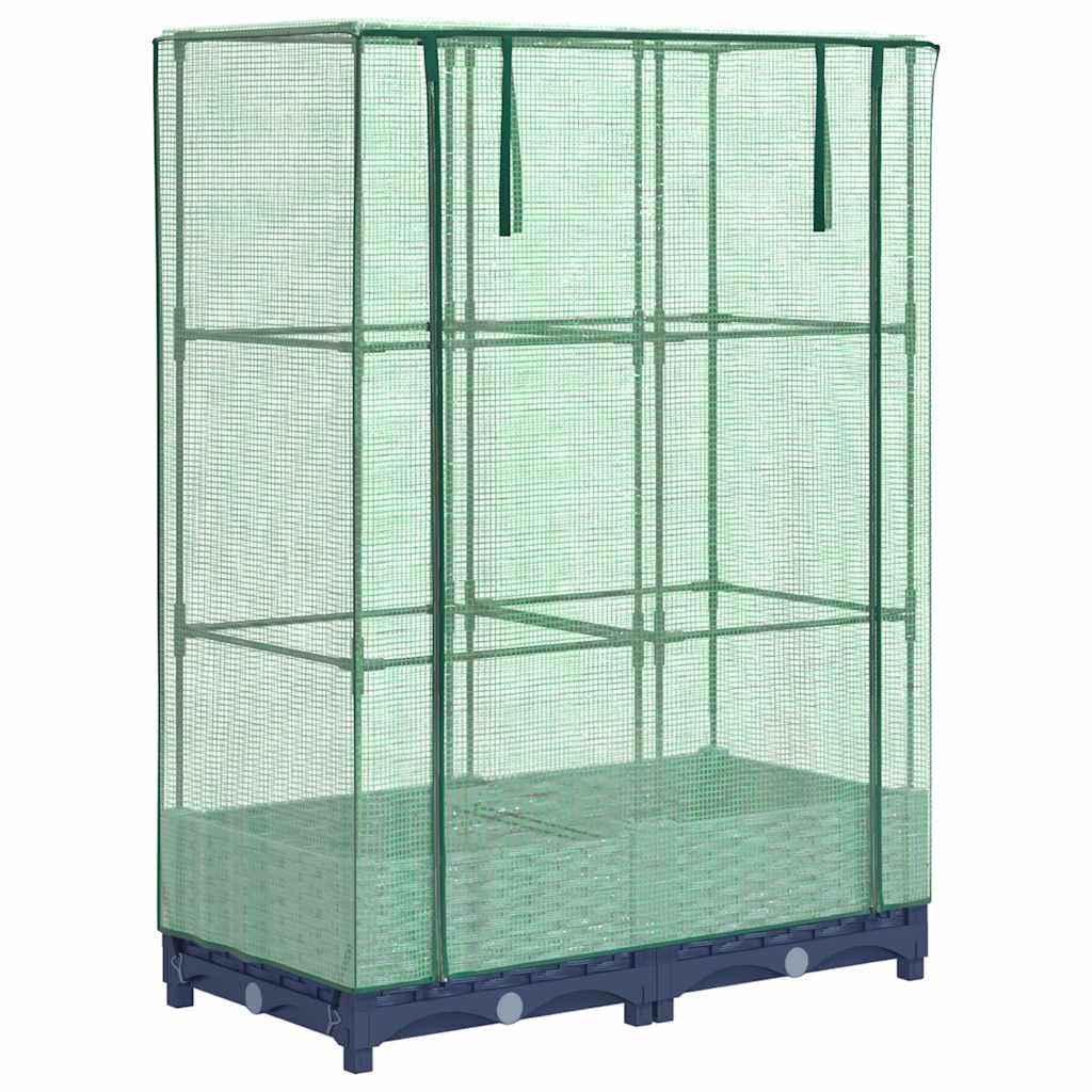 Aiuola Rialzata con Serra Effetto Rattan 80x40x123 cm | Fioriera da esterno in PP grigio per coltivare erbe aromatiche e fiori su balcone, terrazza o giardino.