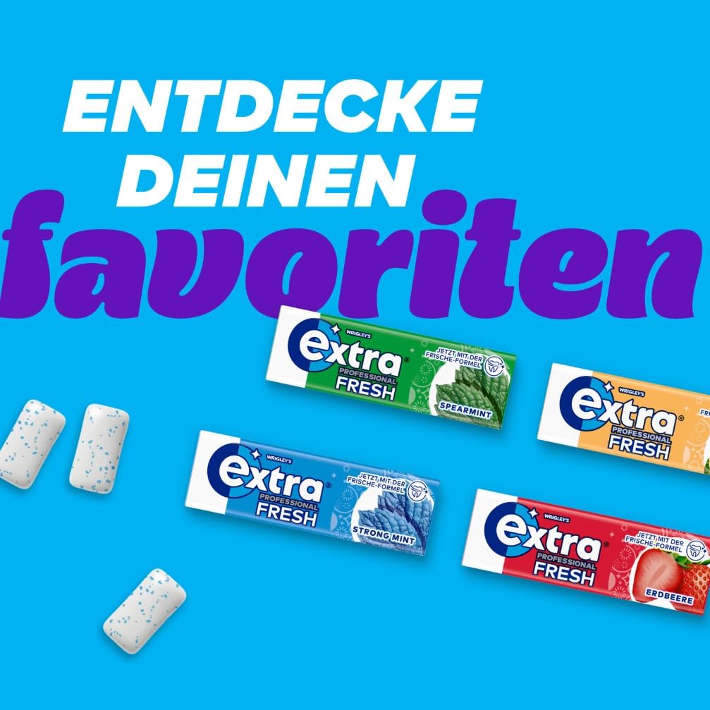 Extra Professional Fresh Strong Mint, Zuckerfreier Kaugummi, Multipack mit 30x10 Dragees, Für frischen Atem