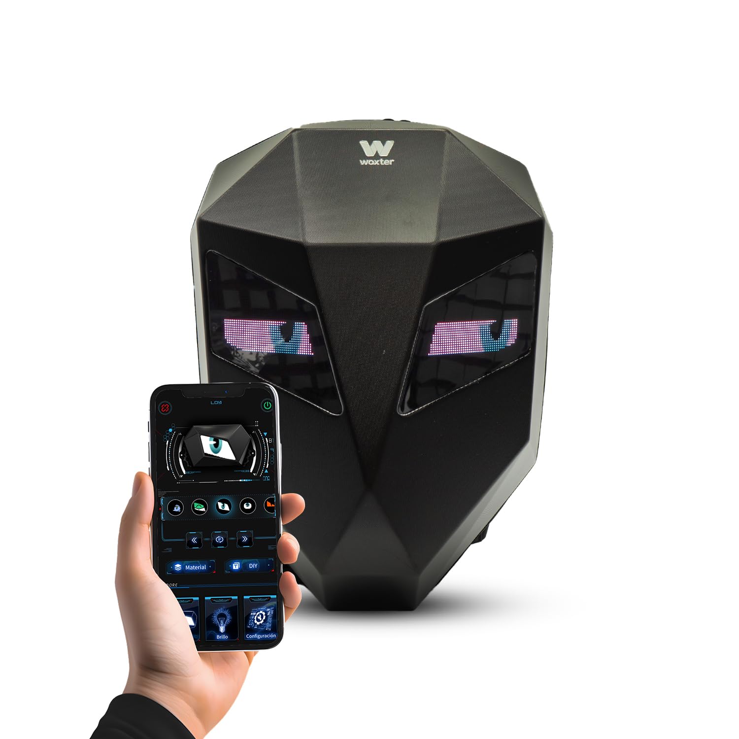 Woxter Mochila Led KNIGHT - Con Leds Programables, Compatibles con APP, Impermeable, Ciclismo, Moto y Patinetes Eléctricos, Bluetooth, Cascos. 30 litros de capacidad