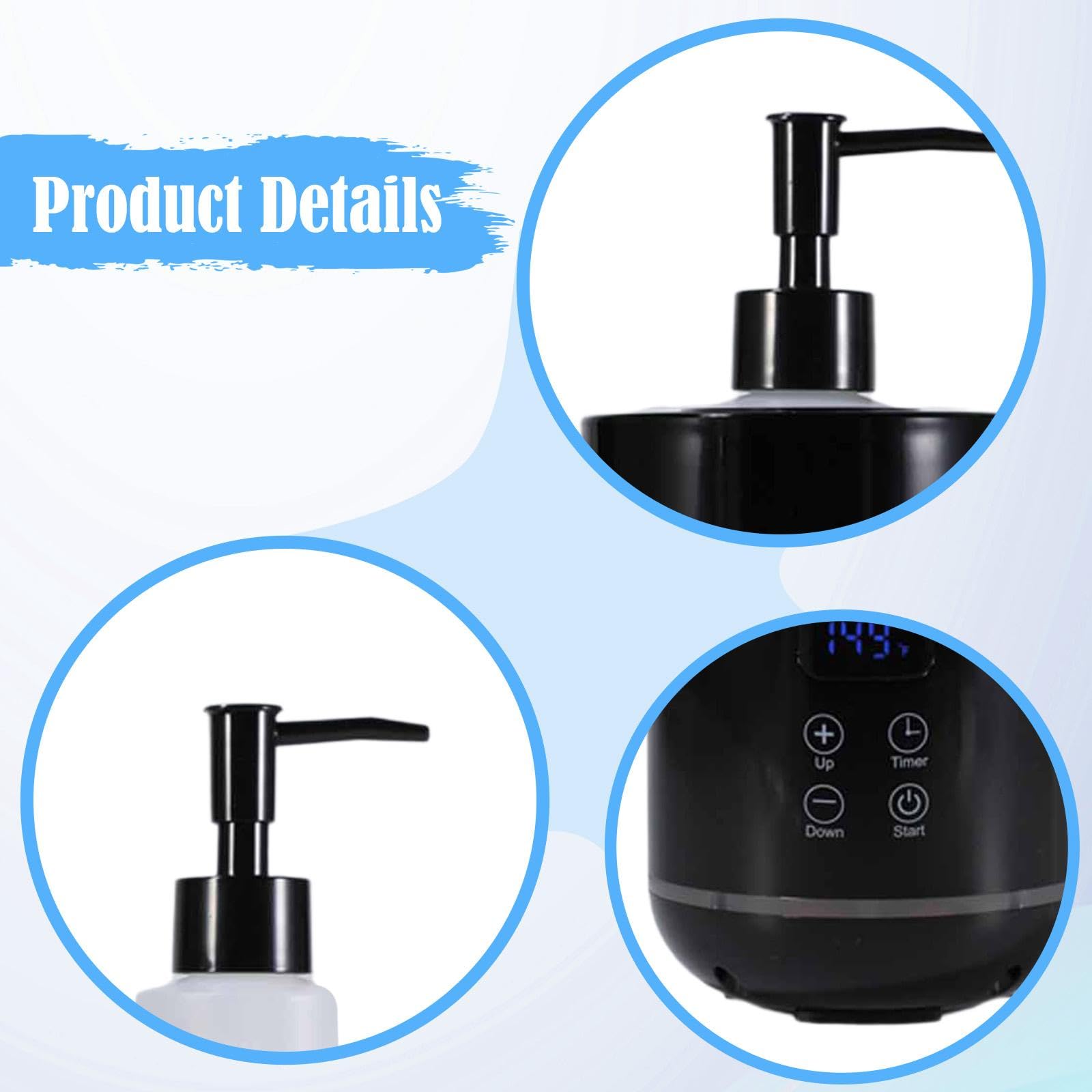 3 Pièces Chauffe-Huile de Massage, Appareil de Chauffage Portable, Chauffe-Bouteille et Chauffe-Lotion en Matériau PP, Affichage LED Tactile, Approprié pour Salon, Voyage, Noir