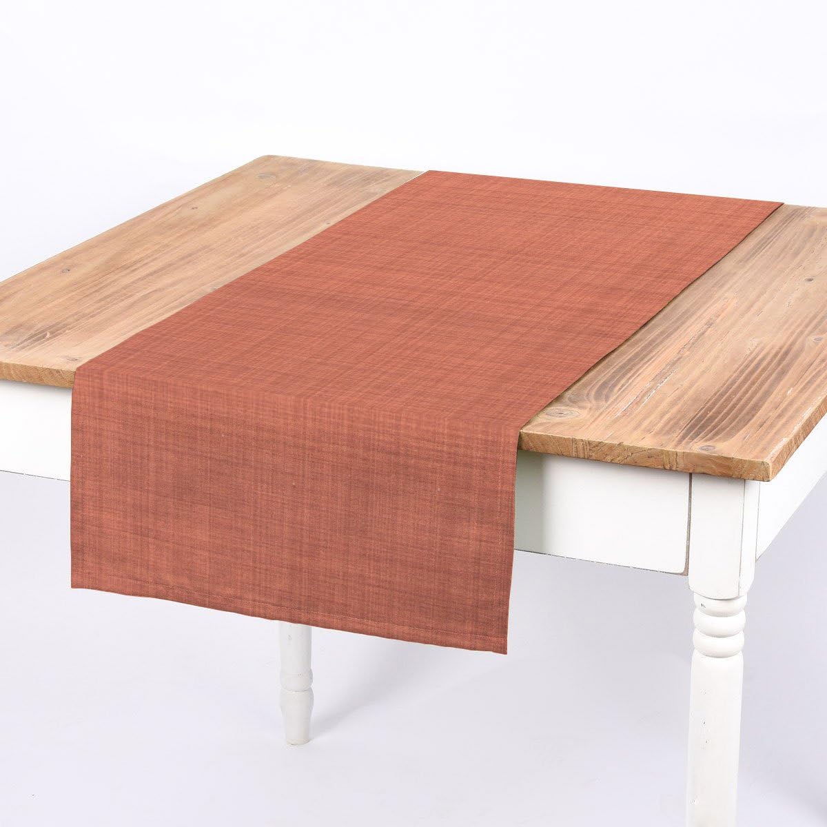 SCHÖNER LEBEN. Camino de Mesa Liso Terracota Jaspeado 40 x 160 cm, Decoración Mesa