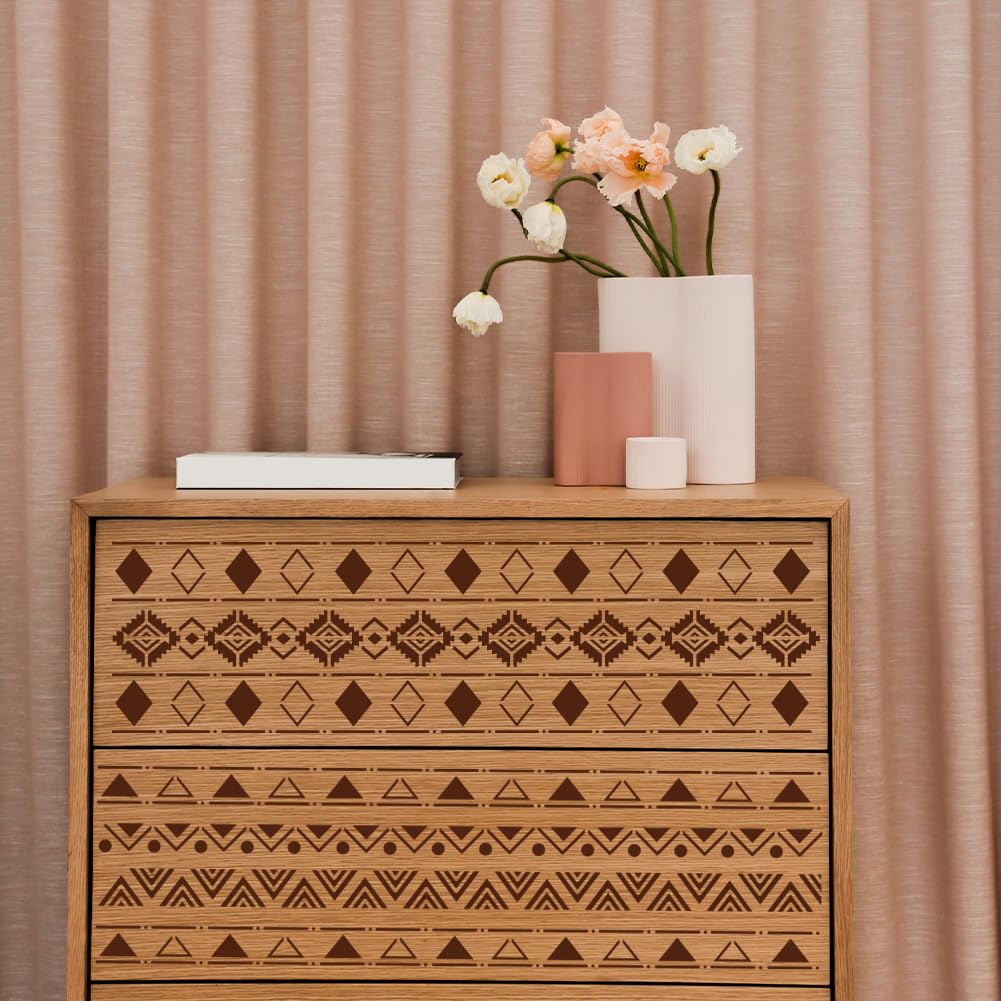 Pochoir Motif Tribal FINGERINSPIRE 21x29.7cm - Design Bohème Africain - Réutilisable Pour Peinture Murale, Bois, Tissu