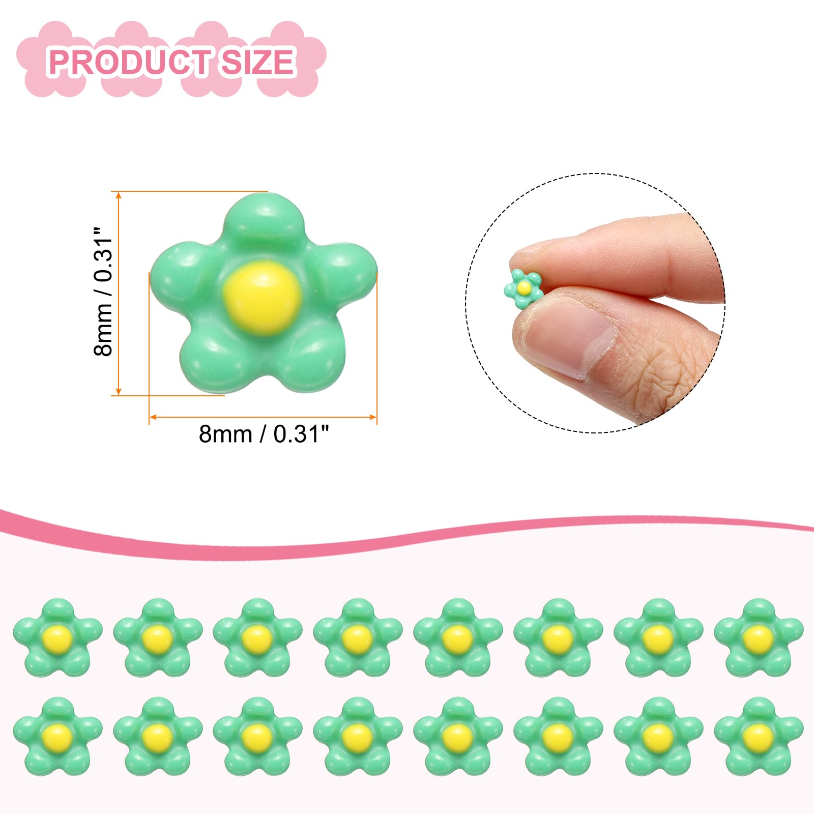 CoCud Mini Resin Flower, 0.31" Diameter, Miniature Tiny Flower Charm Dollhouse Cyan - Image 2