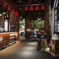 Vista 6 de Paquete de 10 linternas de papel colgantes japonesas chinas rojas, faroles asiáticos chinos de buena fortuna Lucky Fu, decoración de festival chino