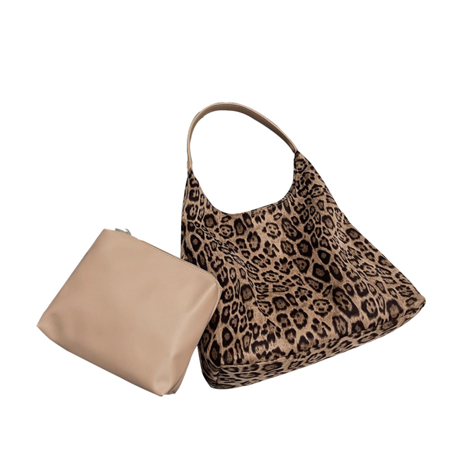 Suede Hobo Purse for Women Trendy Slouchy Shoulder Bag 2Pcs Set