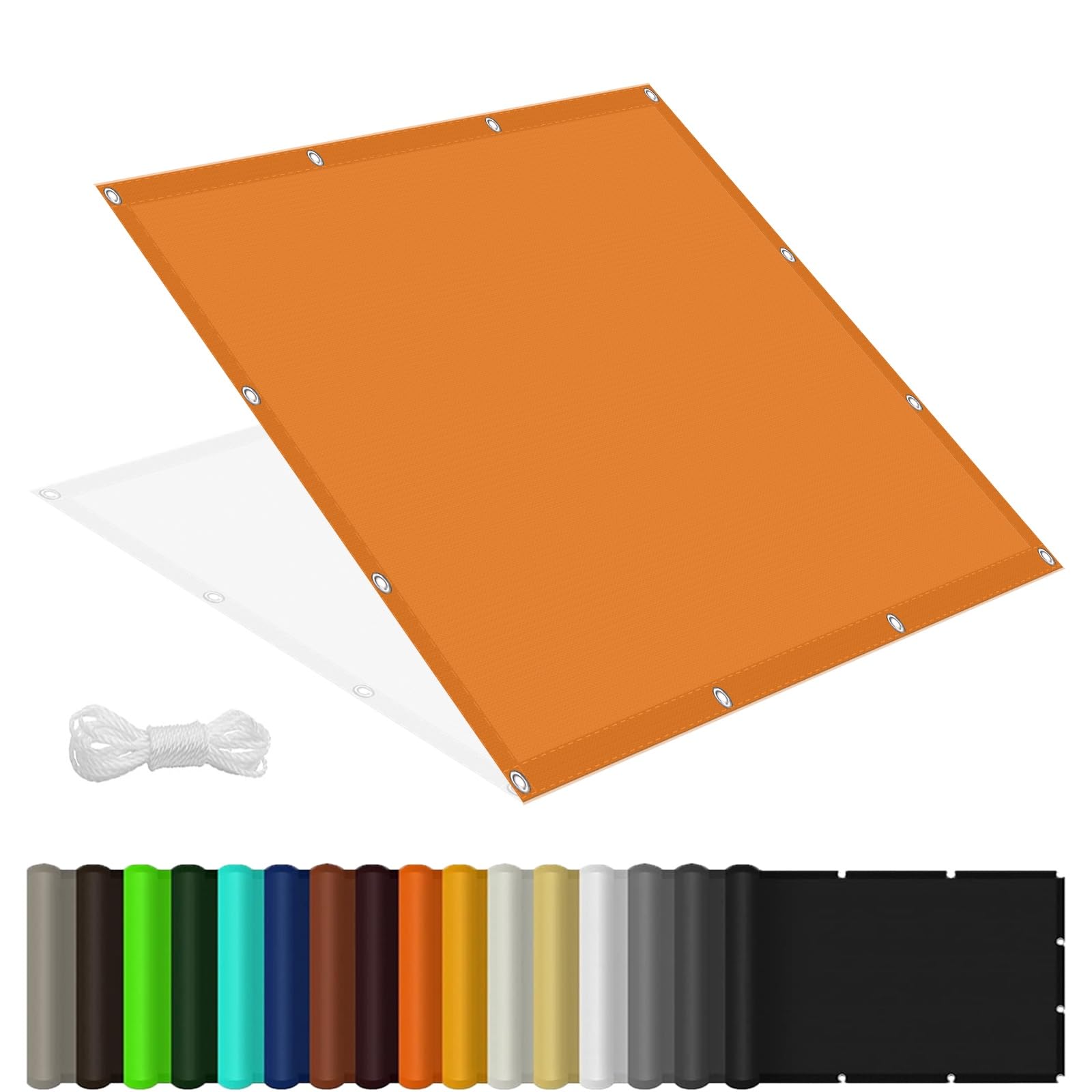 Voile d'ombrage imperméable 6x9m orange en polyester étanche pour grand jardin et grande terrasse