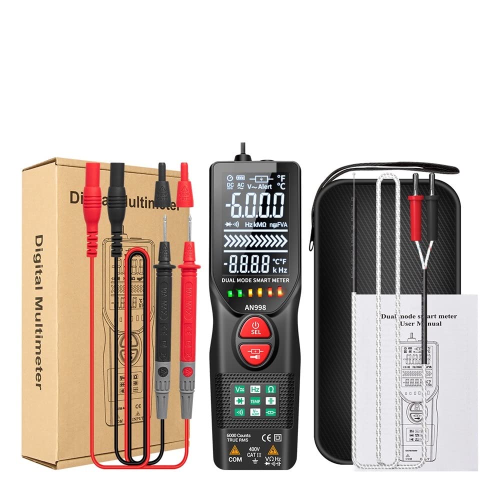 Probador de Batería, AN998 Multímetro Digital Automático 6000 Cuenta METROS DE BATERÍA AUTOMÁTICO ELETICO AC/DC VOLTMETER TEMP OHM TESTER VOLESO