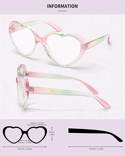 Miniatura 3 de LVIOE Lentes de bloqueo de luz azul con corazón para mujer, lentes falsos transparentes de moda, con filtro de bloqueo UV, LB960