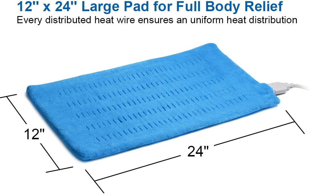 Heating Pad Electric Fast-Heating for Back/Waist/Abdomen/Shoulder/Neck Pain and Cramps Relief - Moist and Dry Heat Therapy with Auto-Off 12"x24" Hot Heated Pad by GOQOTOMO-HF-B : Health & Household