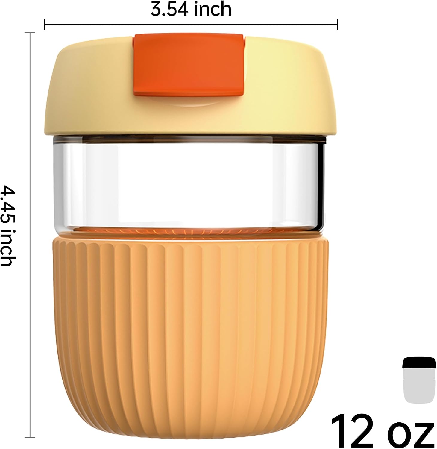 KKF Rainbow Glass Coffee Tumbler, 12oz Glass Travel Mug, Blush Crush