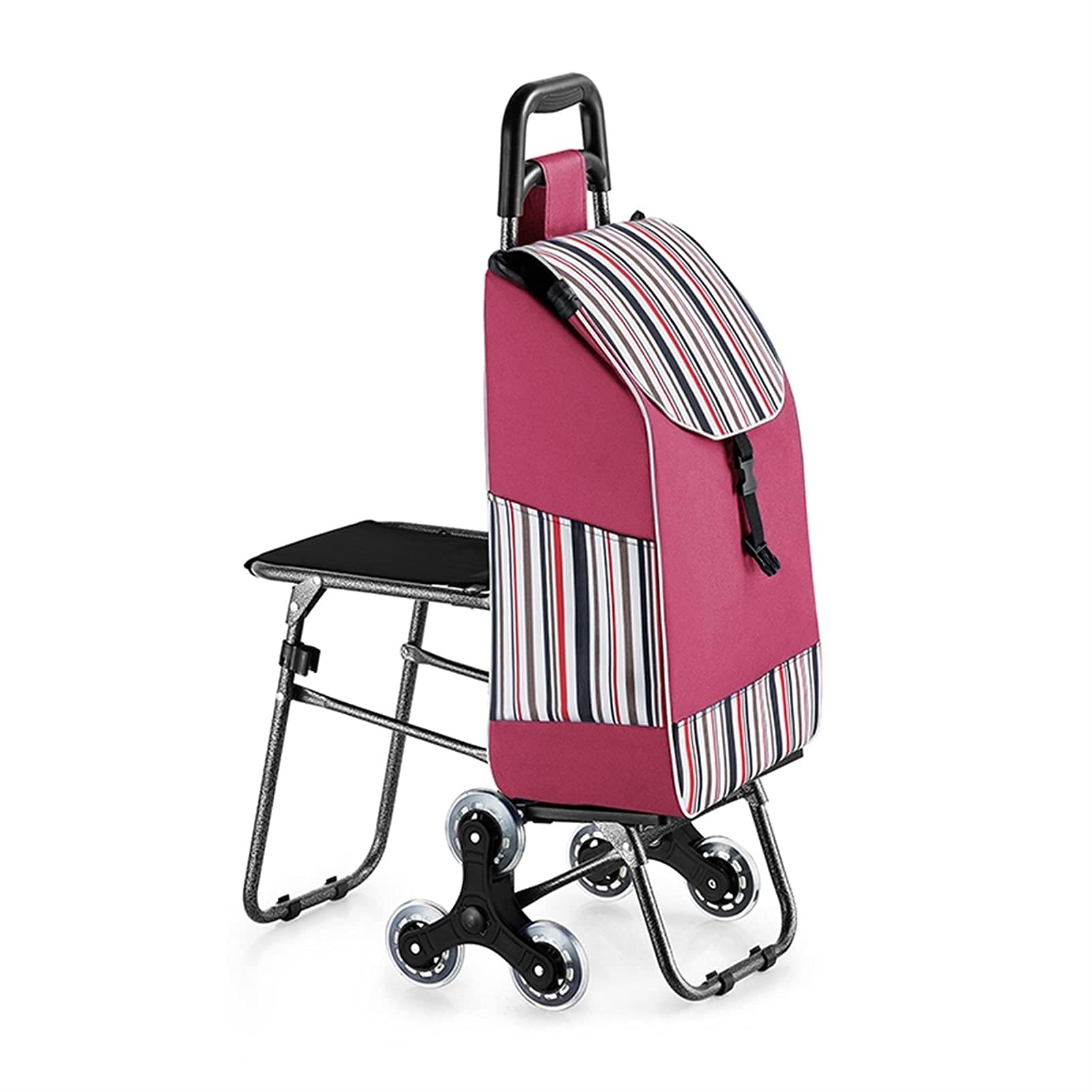OLSKFUH Shopping Trolley,Shopping Trolley With Seat Foldable Grocery Climb Stairs For Travel Trip Vacations Camping Beach Play Utility Cart,