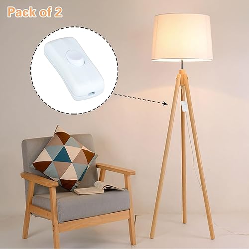 Miniatura 9 de Helunsi 2 interruptores en línea, interruptor blanco para electrodomésticos, botón de encendido para lámpara, nominal 2A 250 V, reparación de