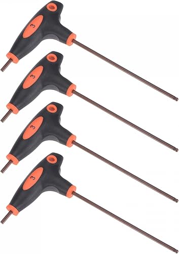 uxcell Llave hexagonal de extremo de bola de 0.118 in, llave inglesa con mango en T, acero métrico S2 4 piezas