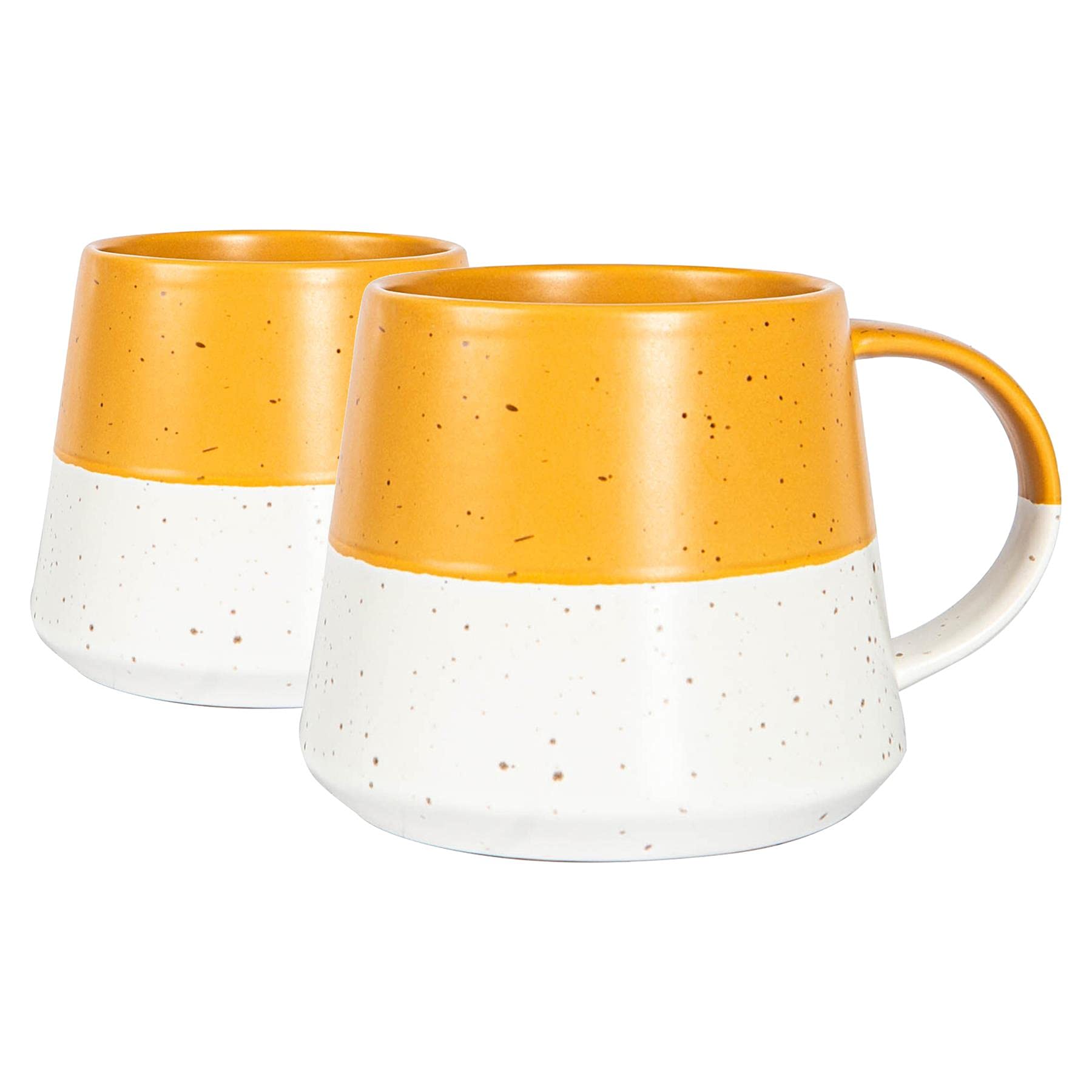 Nicola Spring Ceramic Coffee Mugs Set - 370ml - Pack of 2 Mustard Dipped Flecked Stoneware Coffee Cups Dishwasher & Microwave Safe Large Tea Mugs for Hot Drinks, Hot Chocolate, Tea โ image 1