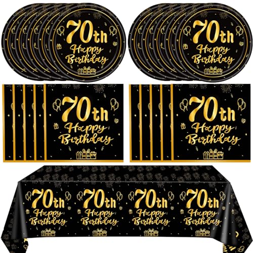 Fournitures fête anniversaire 70 ans : lot vaisselle vintage 1954 et nappe