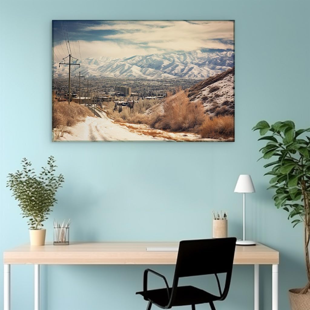 Canvas for Living room. Snowy Serenity: A Journey through a Winter Wonderland, 27 x 18 inch Canvas Wall Art - Contemporary Masterpieces - Modern Home Decor - 69x46 cm (27x18 inch)