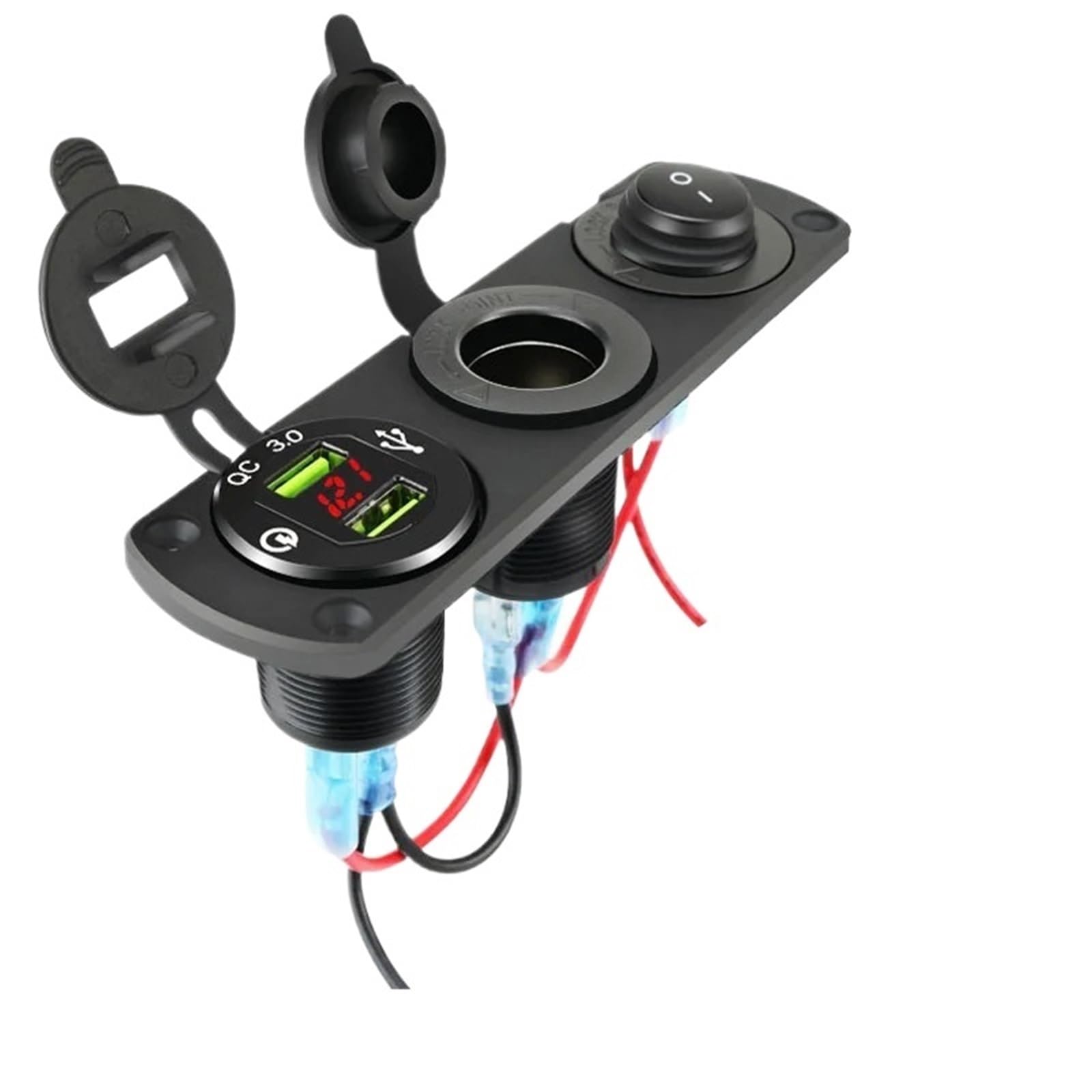 Cargador rápido USB for Coche de 3 Puertos QC3.0, Carga rápida de Alta Velocidad con Interruptor de Encendedor de Cigarrillos, 12-24 V
