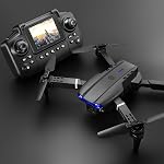 E99 Drone with Screen Controller, Two-batteries, Altitude Hold, One Key Take Off/Landing, Active Obstacle Avoidance. with Black Outdoor Carrying Case. (Black - 2 batteries)