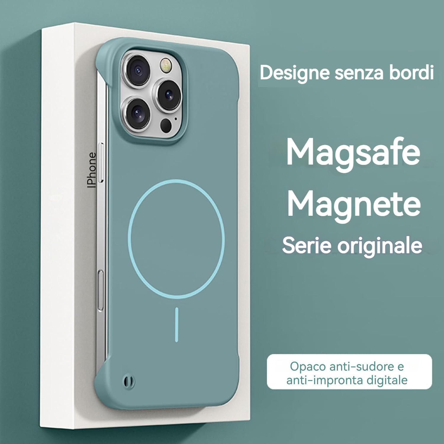 FAOMSEBS Senza Bordo Trasparente Cover per iPhone 15 Pro Max, Compatibile con MagSafe [Foro per Lente Grande] (Sensazione di Metallo Nudo) Custodia Magnetico Sottile per iPhone 15 Pro Max, Cristallo