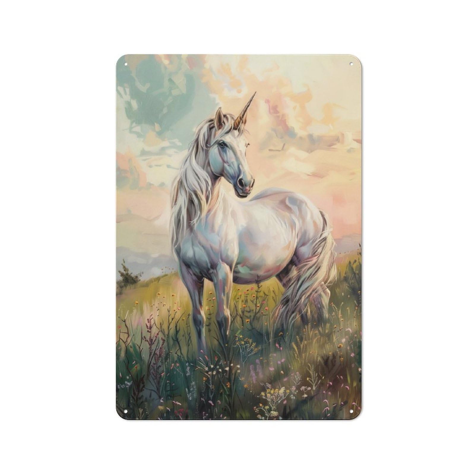 Junmoney Majestic Unicorn Garage Style Metal Wall Sign 30X20cm Featuring Garage Wall Decor For Garage, Hobby Room, Office Or Man Cave