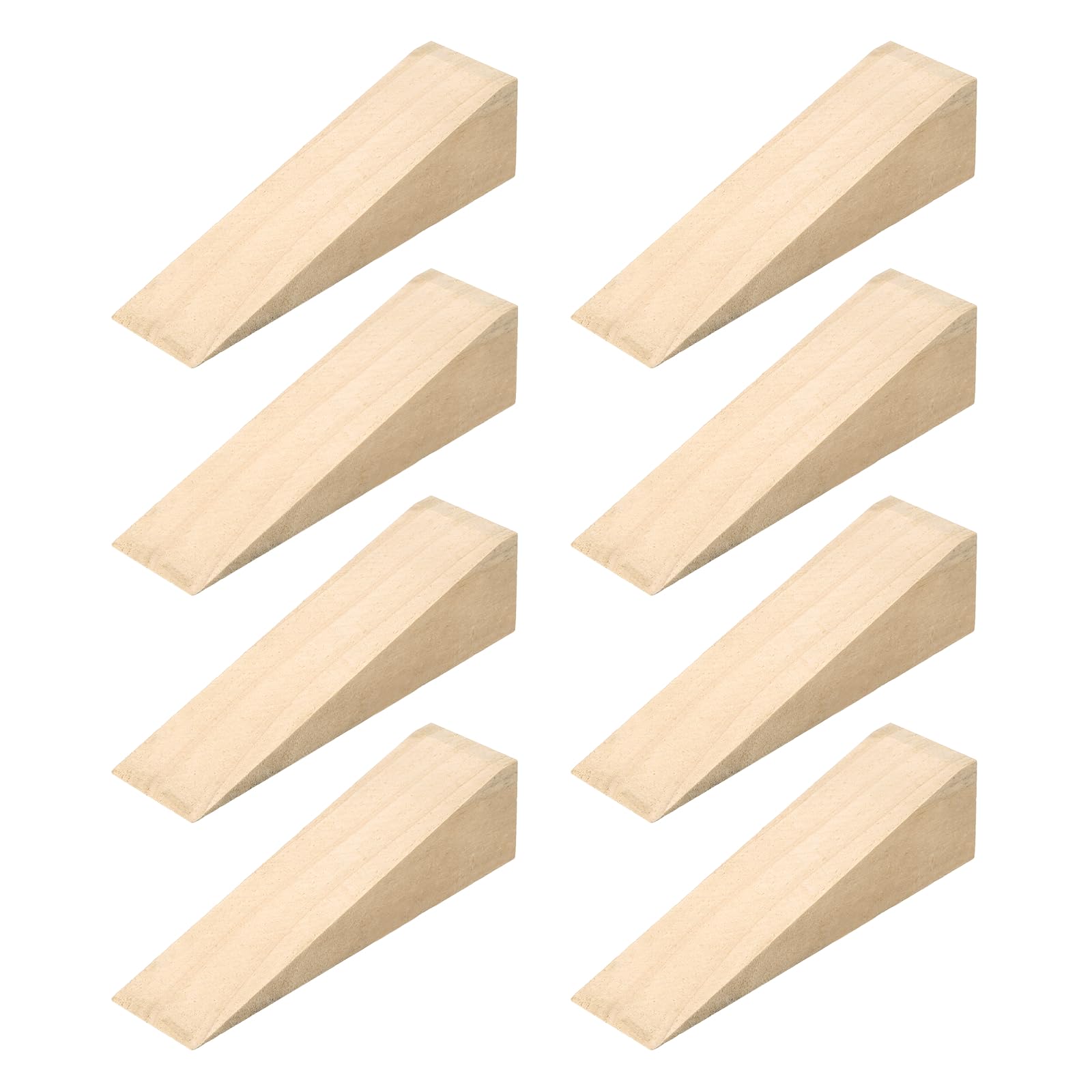 sourcing map 8Pcs Wooden Door Stopper, 150 x 40 x 40mm Non-Slip Solid Wood Door Wedges Triangle Wooden Doorstop Blocks for Chair Caning Home Office Floor