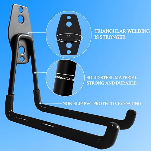 Miniatura 3 de OHIYO Ganchos de garaje resistentes para almacenamiento de garaje, ganchos de almacenamiento para montaje en pared, organizador de herramientas de