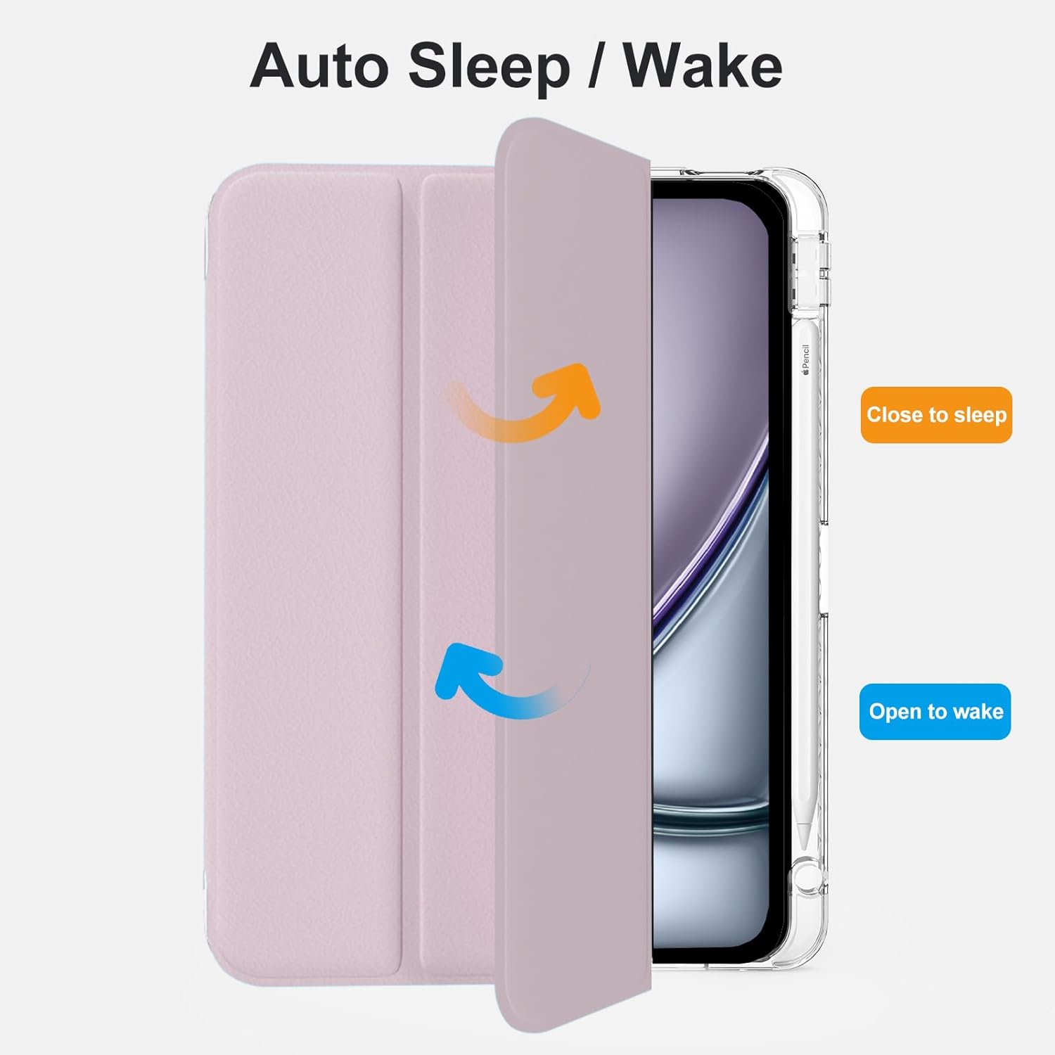 Case for iPad Air 13 inch 2024/2025/2026 M4/M3/2,Slim Smart Cover for 2022 iPad Pro 12.9 inch (4/5/6th Gen) with Pencil Holder,Trifold Stand with Clear Back Shell,Sakura Pink