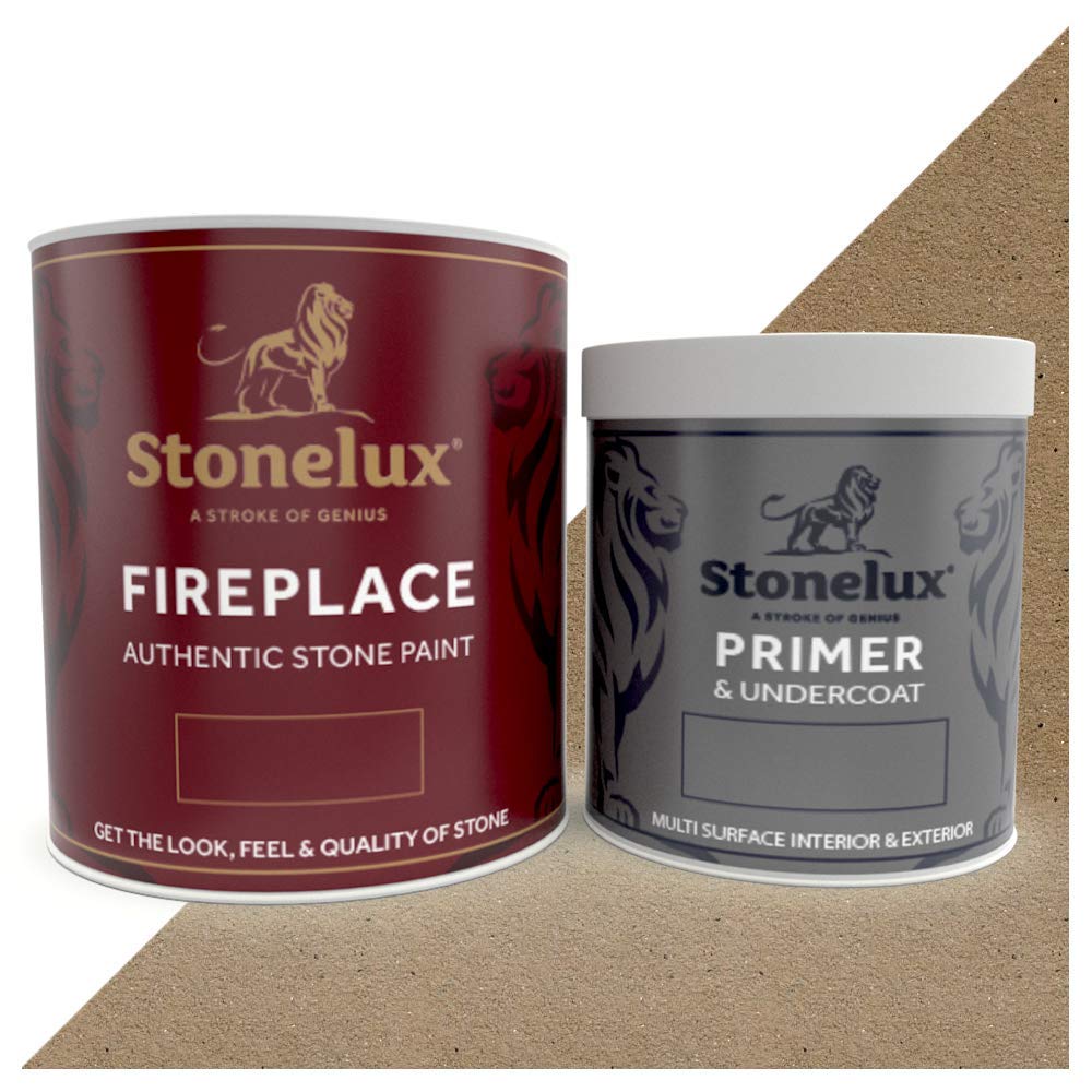 Stonelux Wolfton 1 Litre Fireplace Stone Coating & 500Ml Primer - Stone Effect Fireplace Paint (Wolfton)