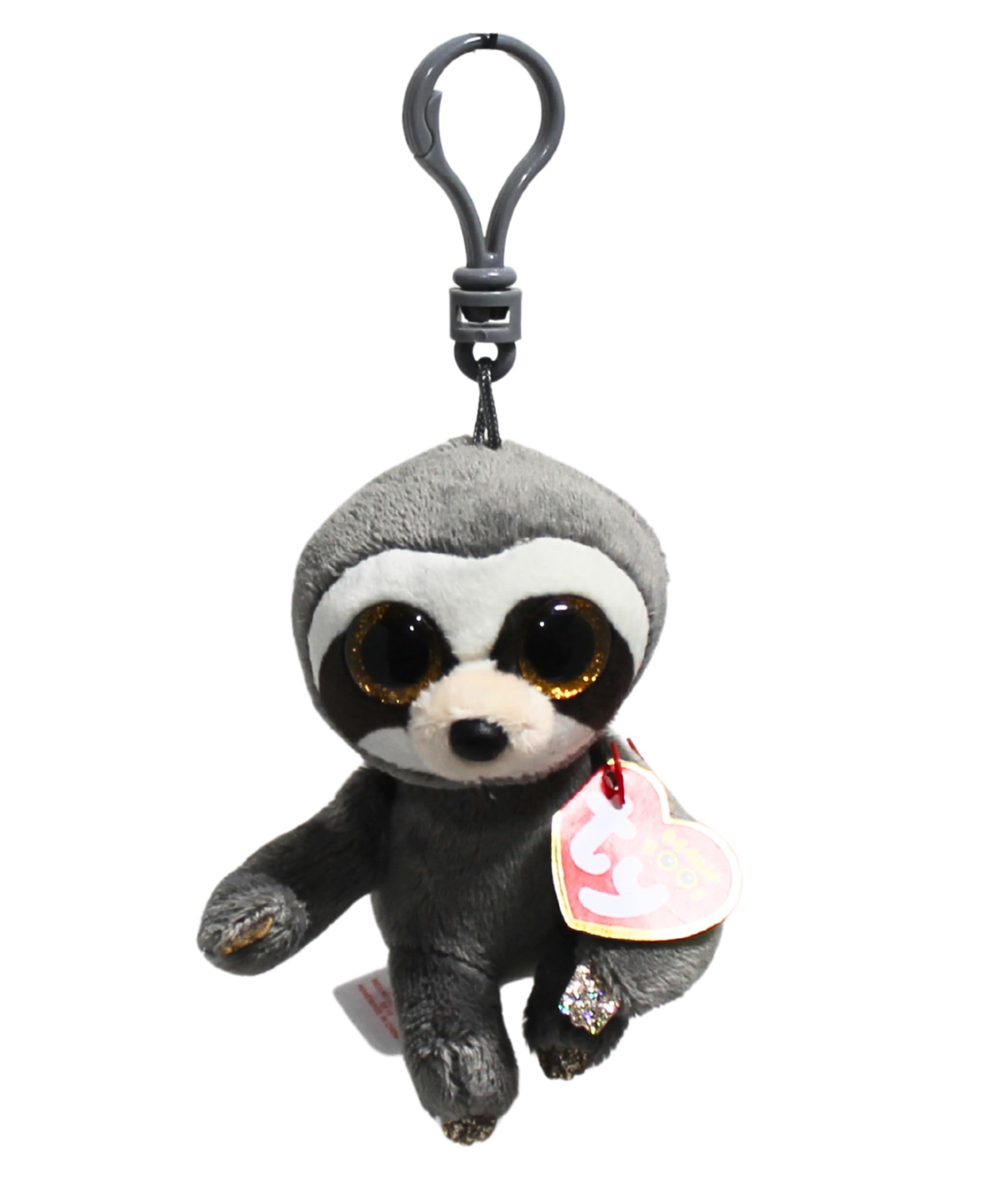 Beanie Boos (Plastic Key Clip) - Dangler the Sloth – Glitter Eyes – Soft Plush Stuffed Animal