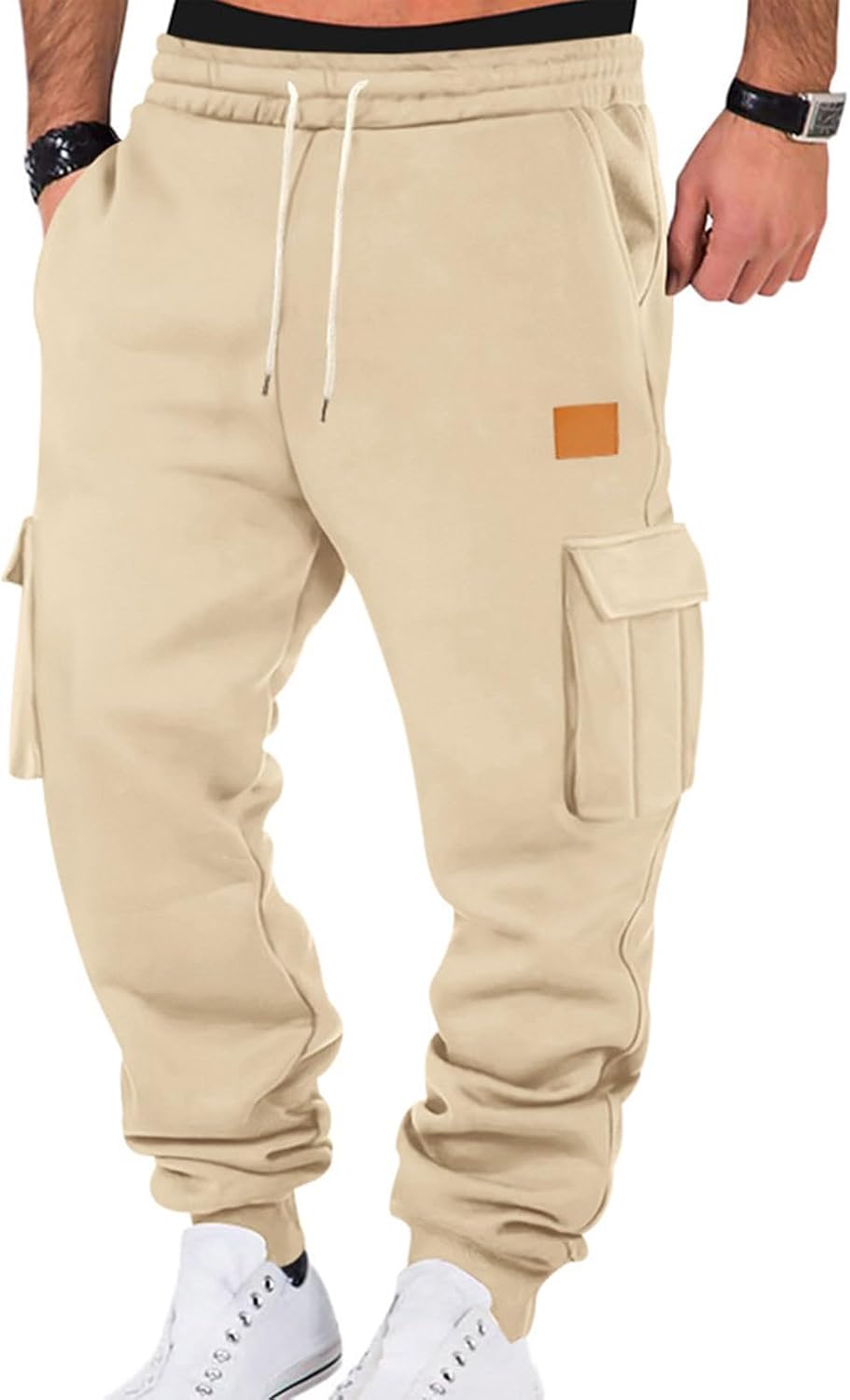 Mens Casual Baggy Cinch Bottom Sweatpants Solid Color Active with Pockets Joggers Loose Fit Yoga 2025 Trousers Cozy