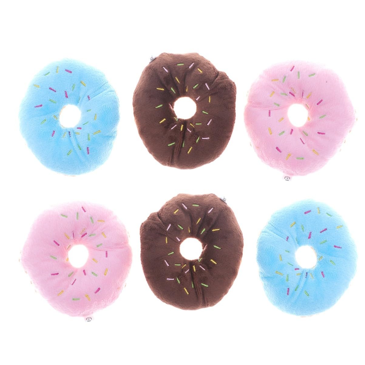 FRCOLOR 3 Sets Hundekauspielzeug Plüsch-Donut Quietschspielzeug Hundespielzeug Zum Apportieren Von Welpen Beißspielzeug Haustierkauspielzeug 6 Stück * 3