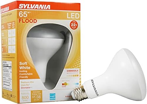 Sylvania Flood BR30 Bombilla LED, 65 W  9 W, regulable, 22 años, 800 lúmenes, 2700 K, blanco suave, 1 paquete (40460)
