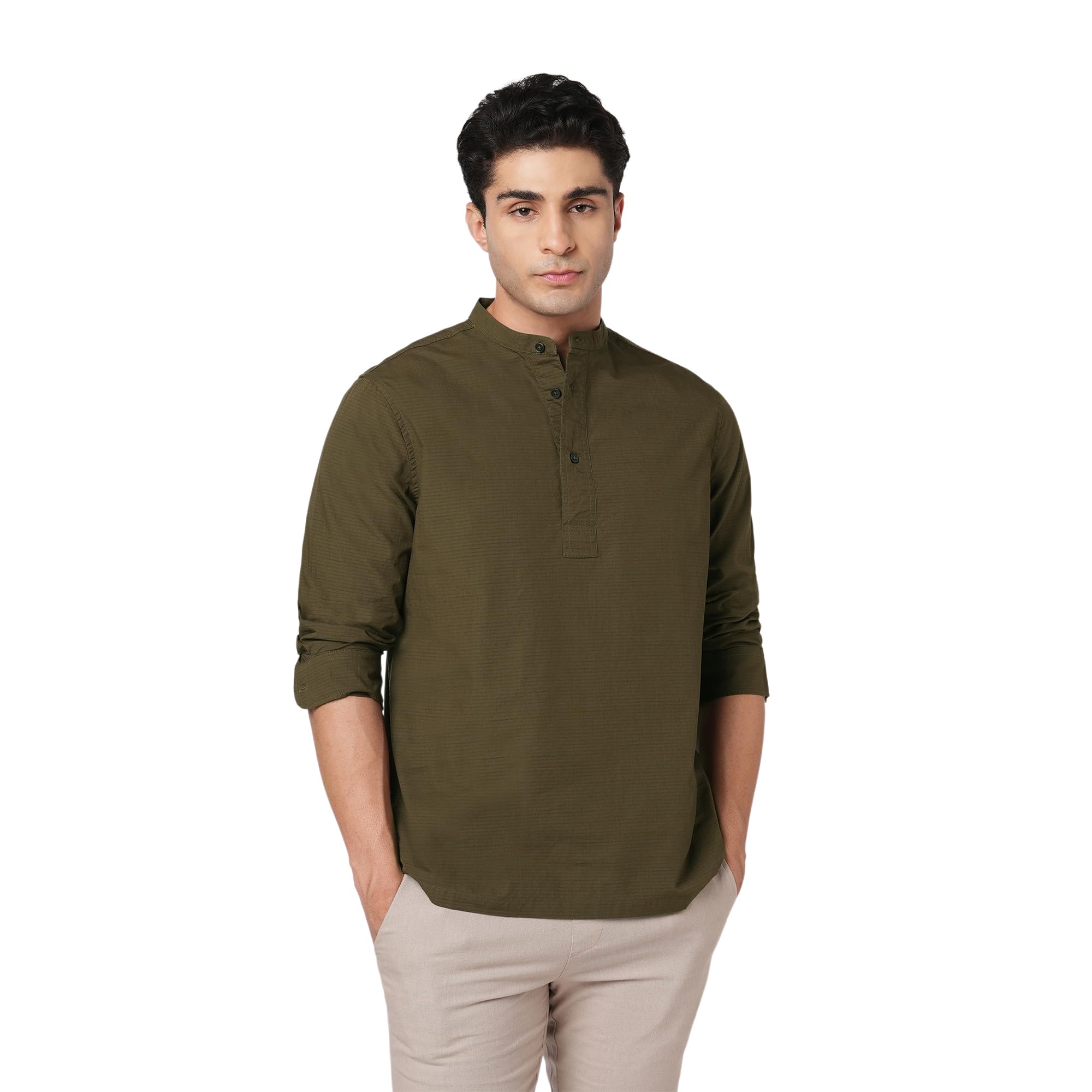 blue buddha Men’s Cotton Blend Short Kurta Shirt | Regular Fit Full Sleeve Ethnic Stylish Shirt for Casual Festive & Office Wear-picture-34