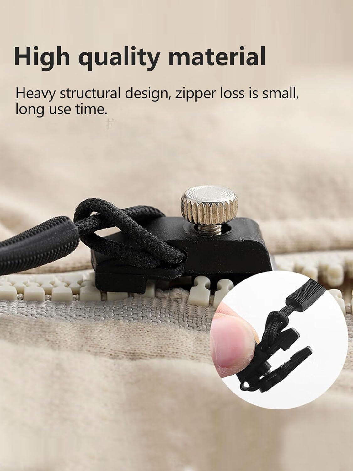 DZOPE Zipper Repair Kit with Nylon Pull Tabs & Cords – Replacement Metal and Plastic Zipper Pulls for Sliding Teeth – Universal Screw Fix Removable Zippers for Bags, Garments & More_Pack of 4 3
