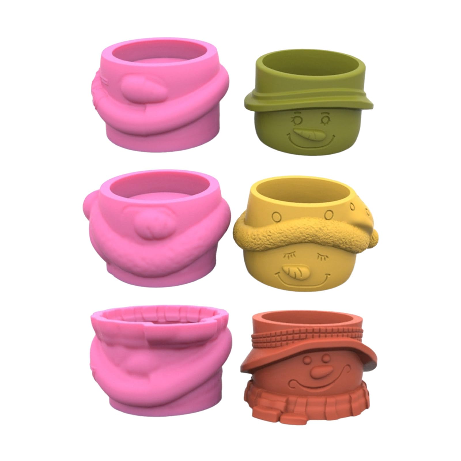 NEWFT 3pcs Pen Holder Flower Silicone Mold Snowman Concrete Mold Decoration Tools Planter Making Supplies