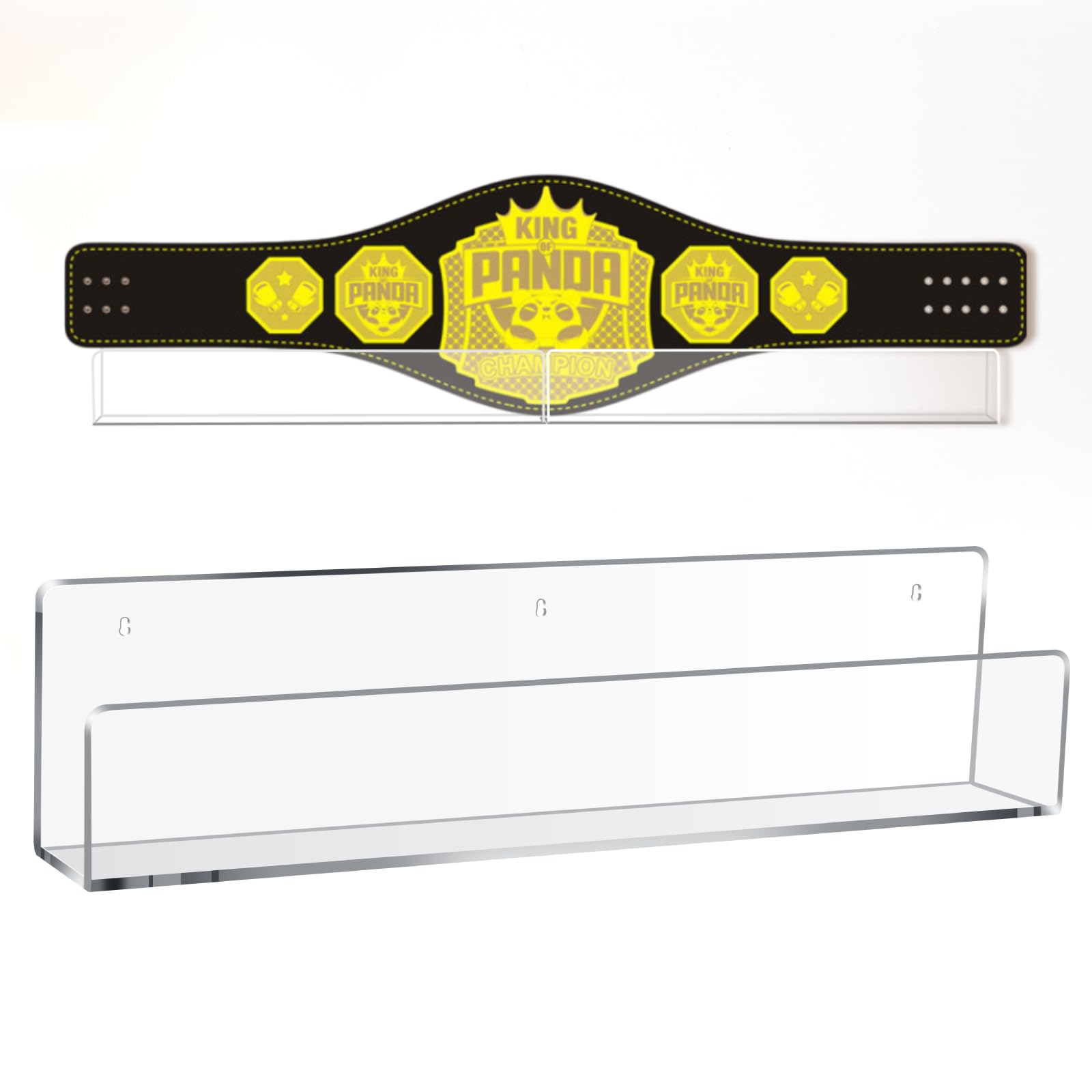 Silipull 2 Pack Acrylic Horizontal Championship Belt Display Wall Mount Wrestling Belt Holder Rack Display Case for Karate Football Boxing Martial Arts Sports Championship and Other Replica
