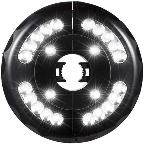 Lxcom Lighting Paraguas de patio, 24 luces LED, 3 modos de iluminación, batería USB, luz de poste de sombrilla blanca para camping, tiendas de