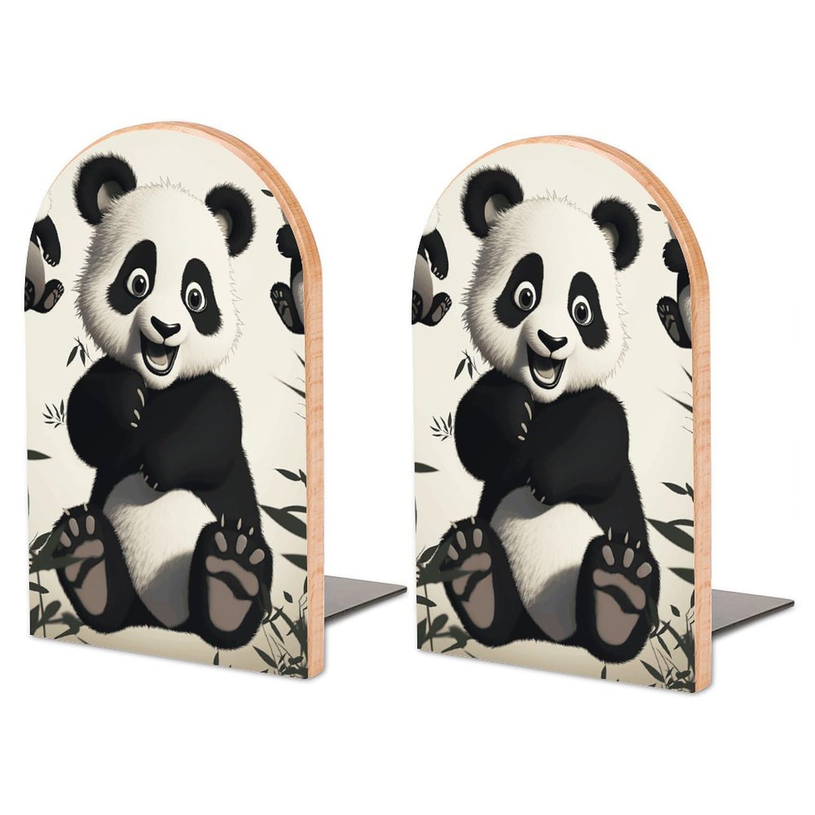Supports de livres décoratifs panda en bois noble réglable