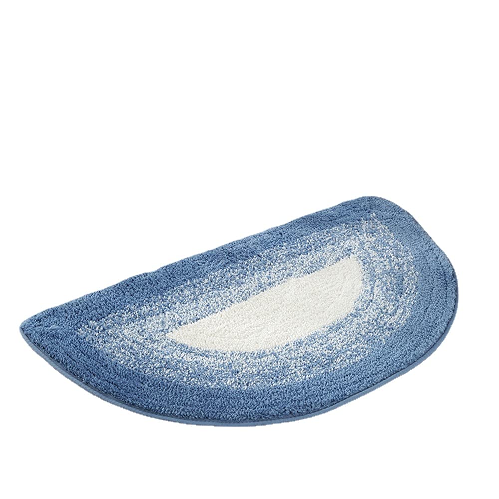 Semicircle Anti-Skid Color Gradient Rug Water Absorption Shaggy Floor Mat for Bathroom (Blue, M: 31.5x19.7 inch)