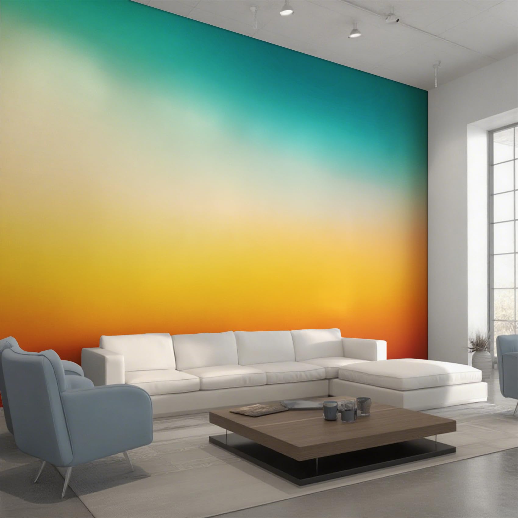 Papier peint dégradé coucher de soleil pour un salon chaleureux et design
