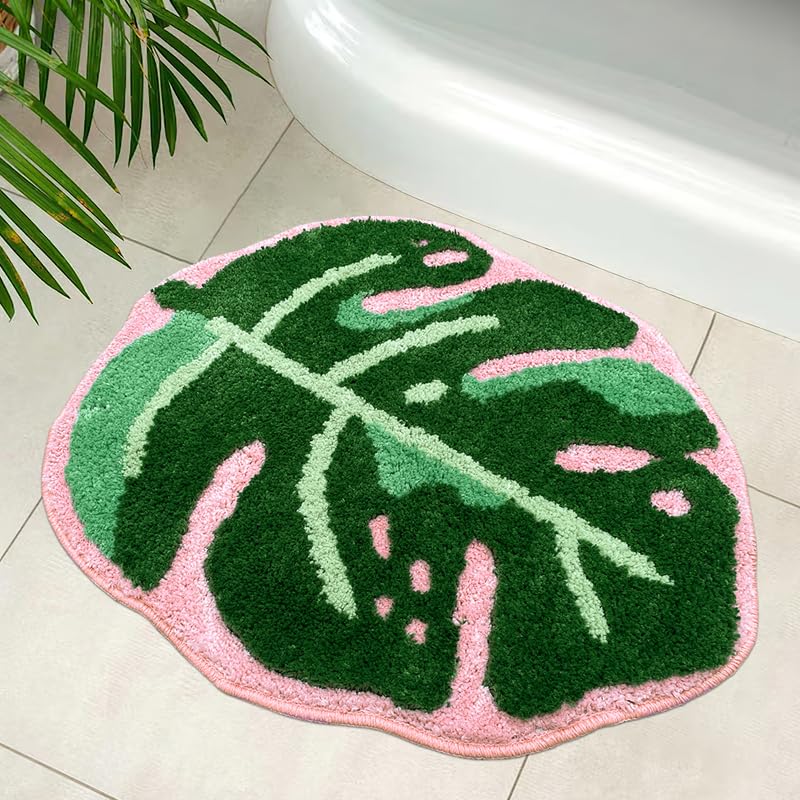 Encuentra reviews de Sishas para comprar online. 23 Sisher Pink Monstera - Alfombra antideslizante para baño, alfombra para mascotas, lavable a máquina, alfombra de baño de felpa (21 x 26 pulgadas)