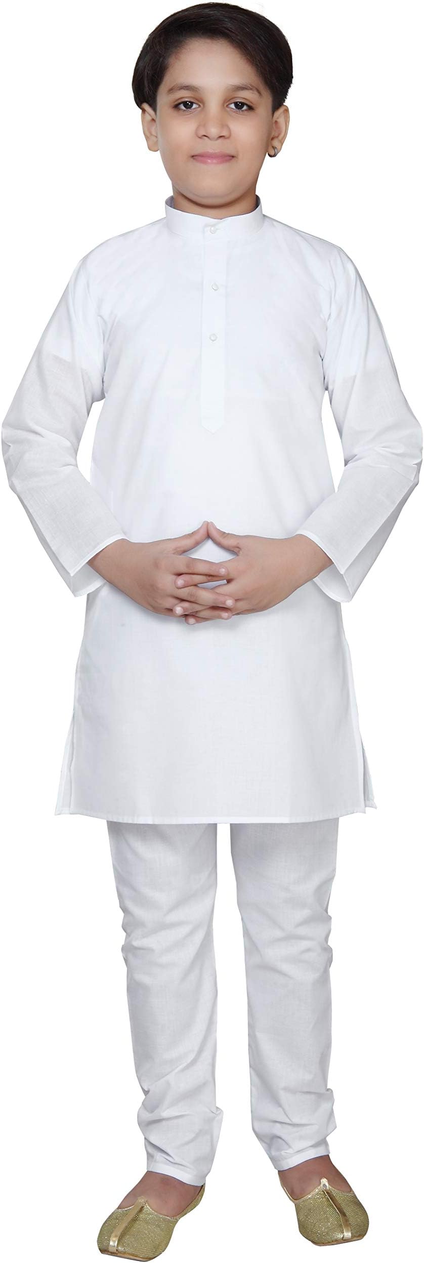 traditional ethnic wear cotton white kurta pyjama set (White, 12-18 Months)