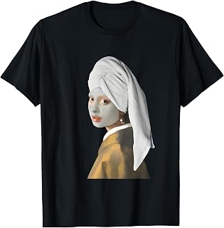 Girl with a Pearl Earring Face Mask by Johannes Vermeer Art T-Shirt