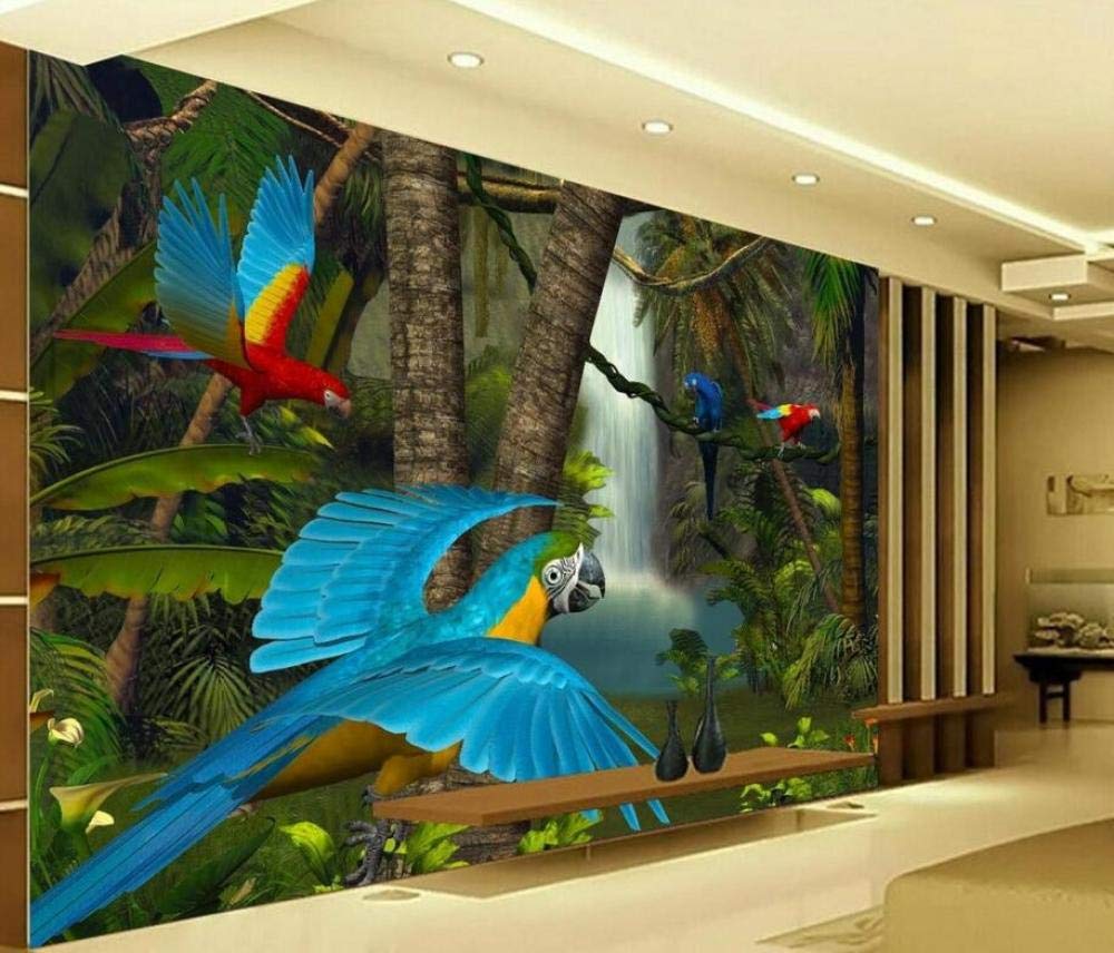 Papier peint panoramique forêt 3D trompe l'œil cascade salon