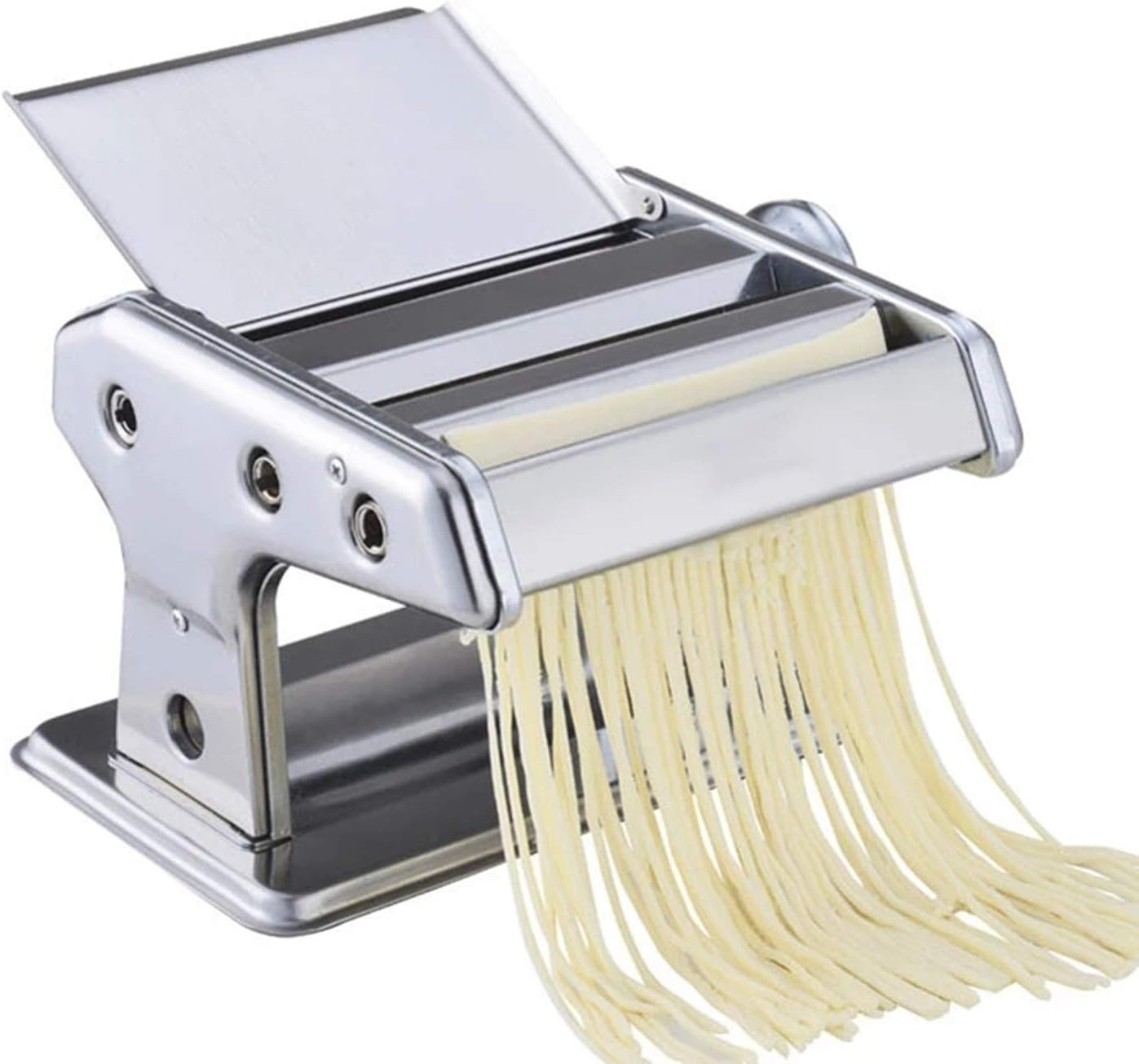 製麺機 0.5-3mm手動厚さパスタ作りローラーマシン 家庭用 (色 : Silver, Size : 19x24cm)