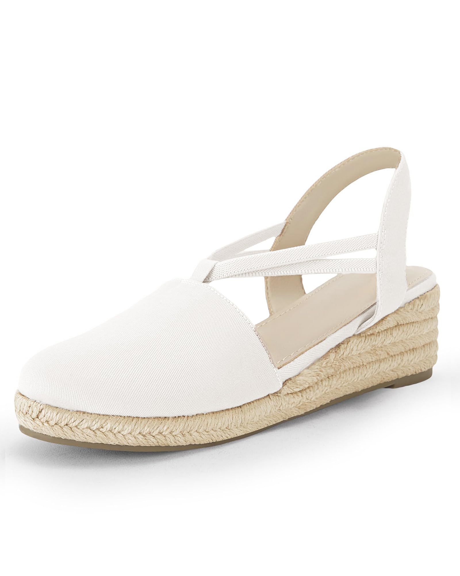 Coutgo Women's Platform Wedge Espadrille Sandals Slingback Slip on Closed Toe Strap Shoes