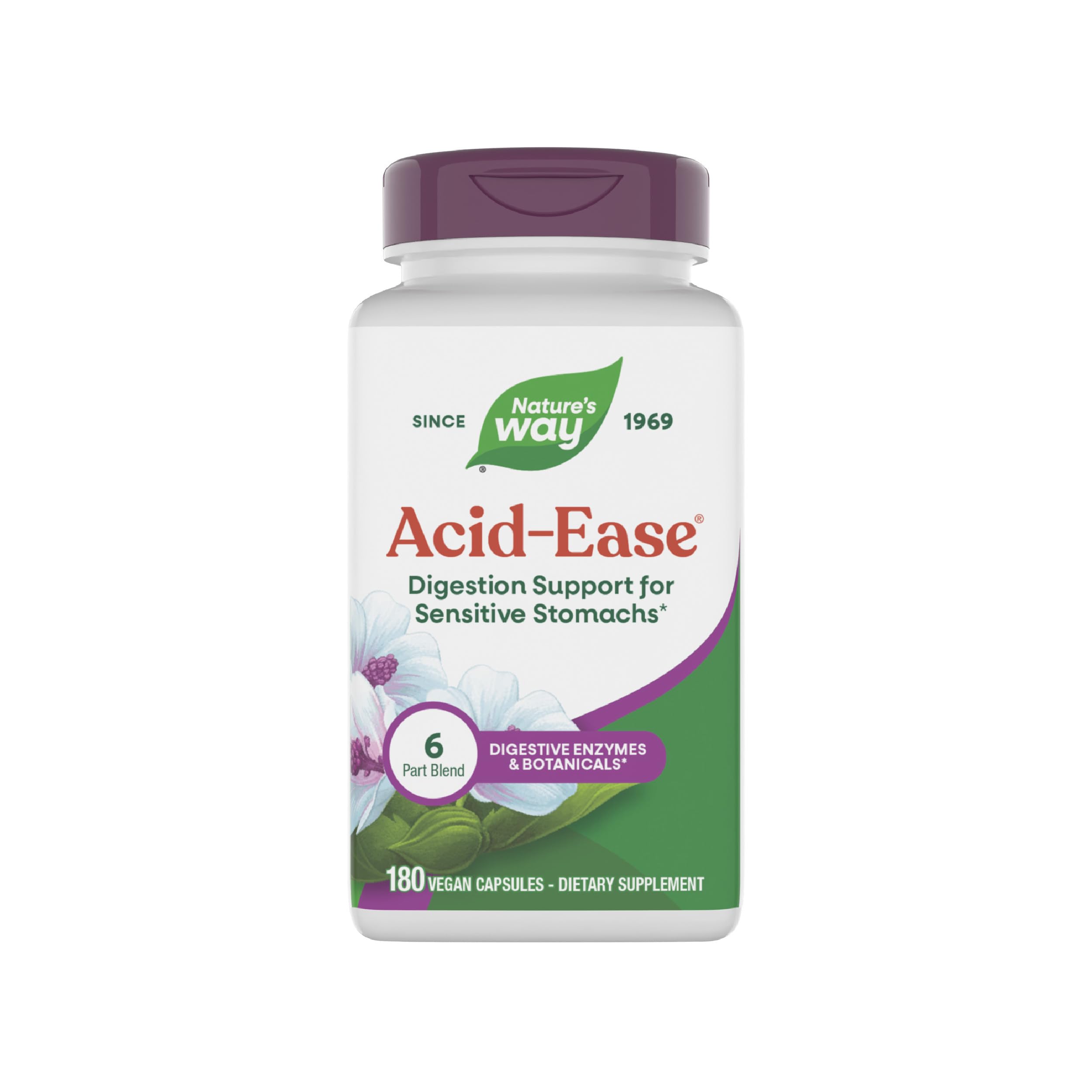 Nature's Way Acid-Ease Digestion Formula, Digestive Support Supplement for Sensitive Stomachs*, 180 Vegan Capsules