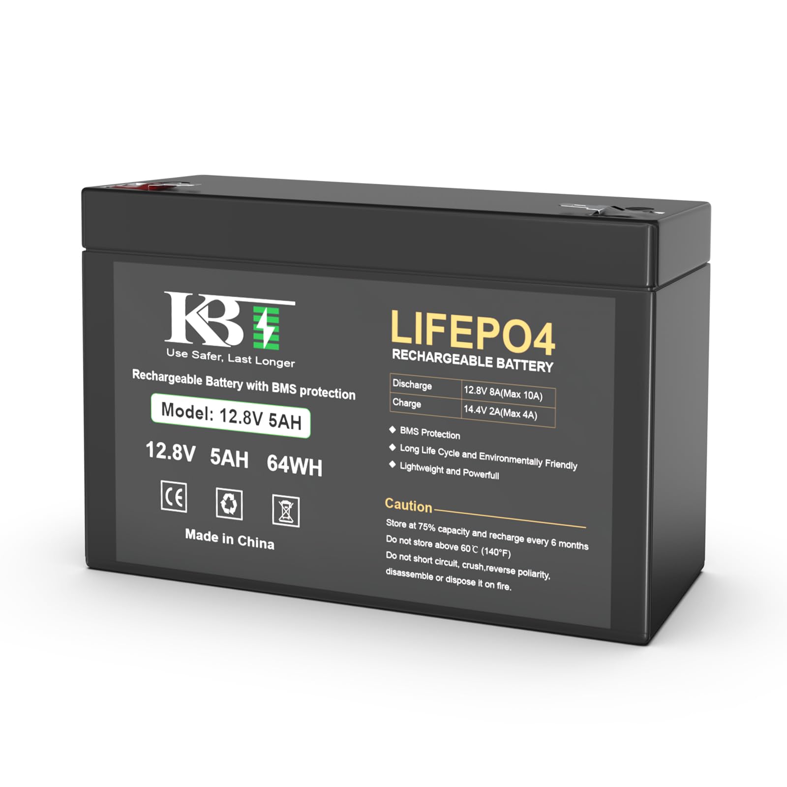 KBT 12V 5Ah Rechargeable LiFePO4 Lithium Replacement UPS Battery for APC Back-UPS 550 BE550G BB CPS5.5-12 CyberPower 12V CP550SLG 6FM7 SLA Battery for