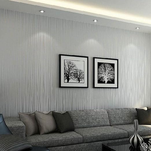 Amazon Co Jp 不織布壁紙モダン無地縦縞模様 壁紙ロールベッドルーム リビングルーム テレビの背景 壁紙インテリア8 Cm W X 146 Cm H