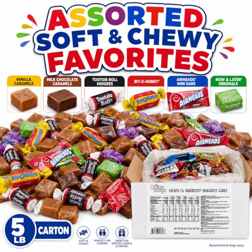 Office Snax Assorted Candy Mix, Soft and Chewy Bulk Candy, 5 lb Carton - image 6
